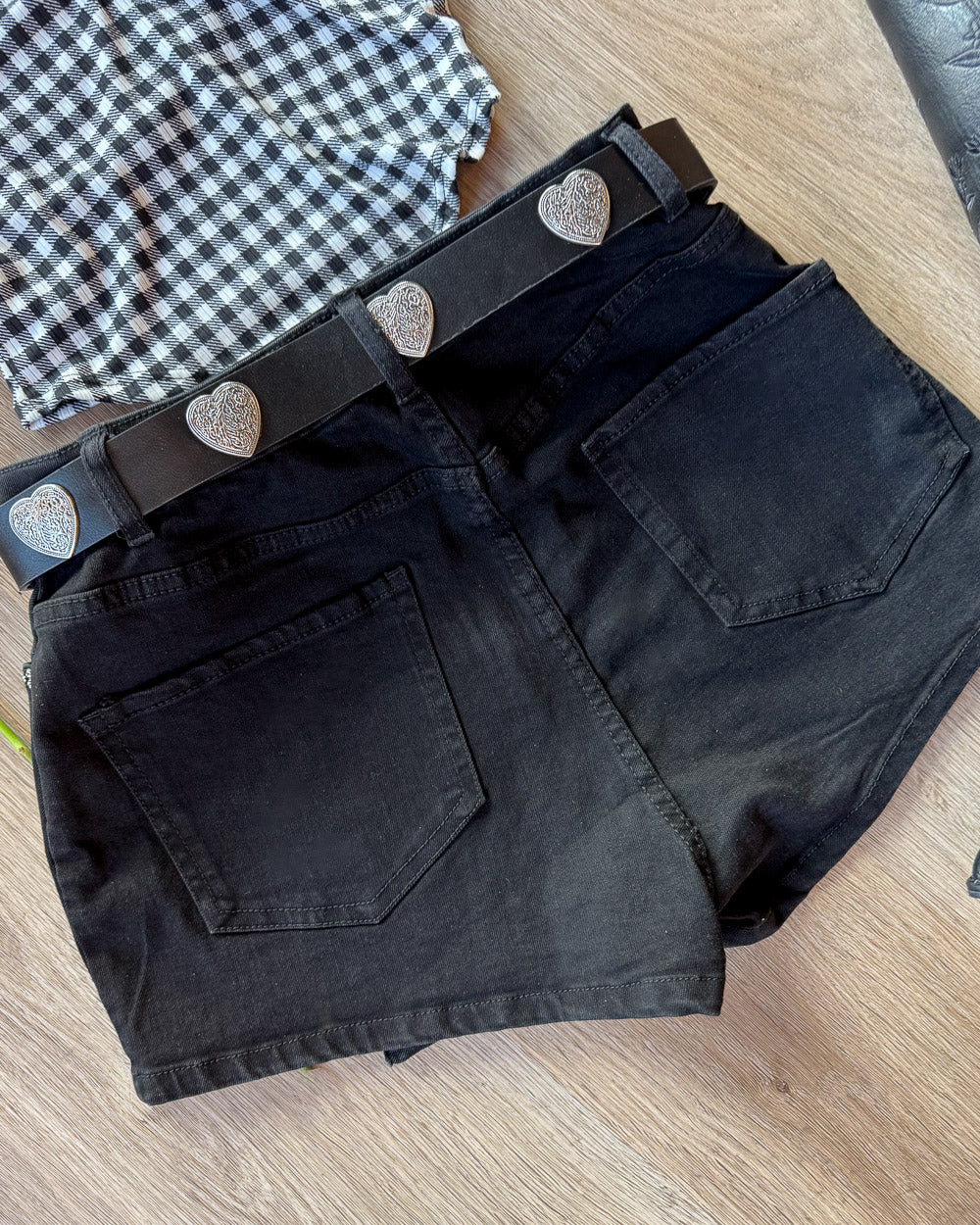 Maisie Black Button Front Denim Mini Skirt