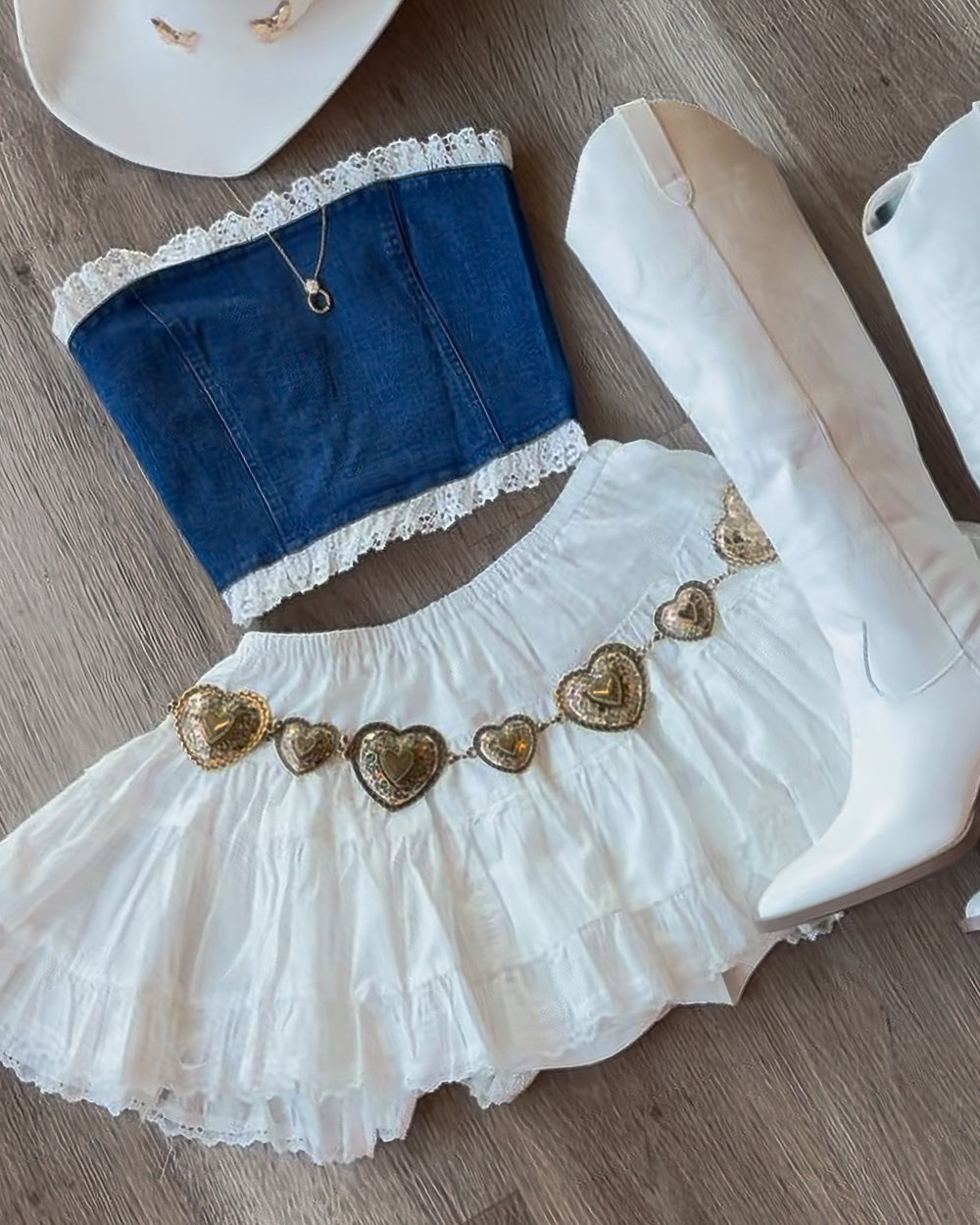 Last Dance White Cotton Lace Trim Mini Skirt
