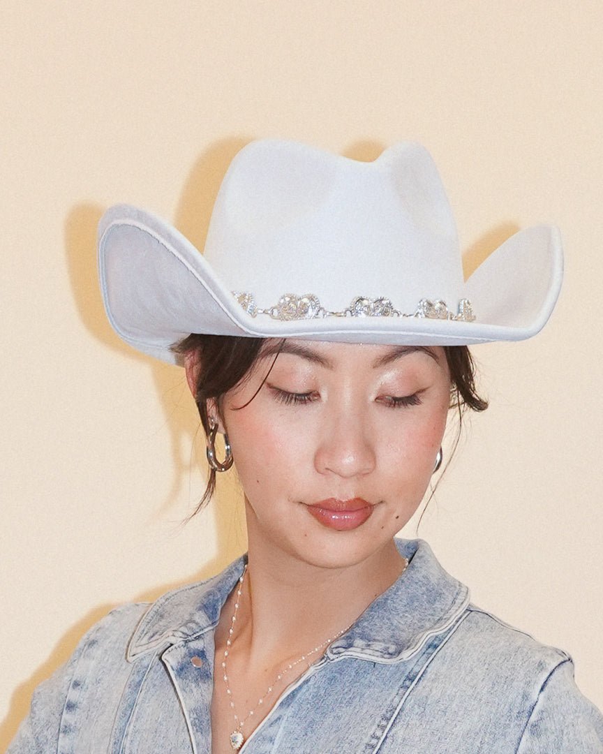 After Midnight Ivory Engraved Heart Link Cowboy Hat - Cindy Jane Boutique - Hats