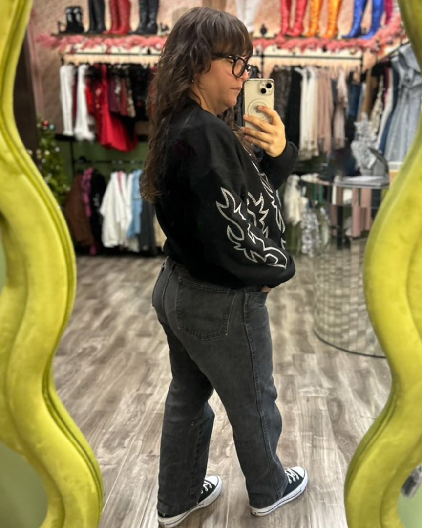 Blowin' Smoke Western Stitch Long Sleeve Pullover Sweater - Cindy Jane Boutique - Sweaters & Cardigans