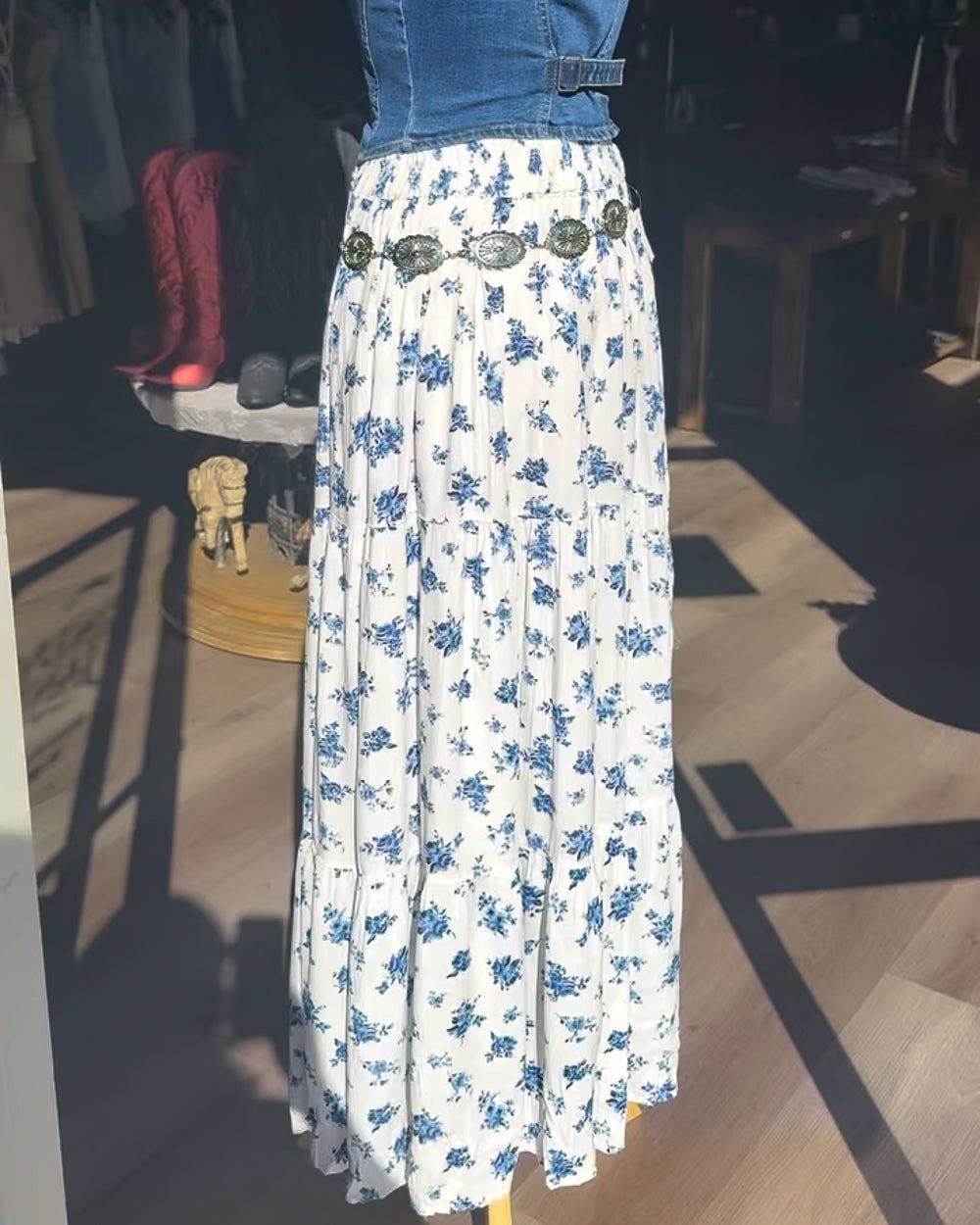 Blue Skies Ahead White Multi Floral Maxi Skirt With Slit - Cindy Jane Boutique - Skirts