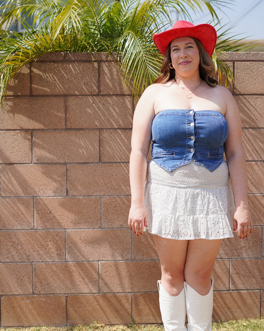 Blue Strapless Denim Top - Cindy Jane Boutique - Tanks, Camis & Tube Tops