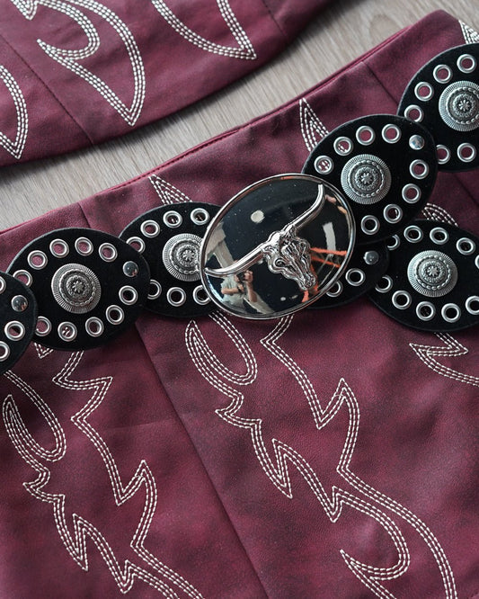 Buck Yeah Metallic Faux Leather Disc Belt - Cindy Jane Boutique - Belts