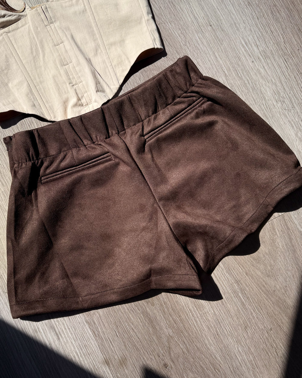 Calima Brown Faux Suede Mini Skort - Cindy Jane Boutique - Skirts