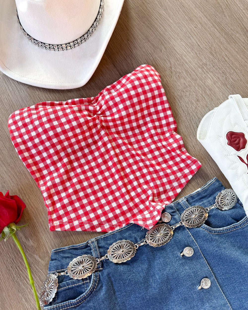 Check You Out Red Multi Ribbed Ruched Bandana Top - Cindy Jane Boutique - Tanks, Camis & Tube Tops