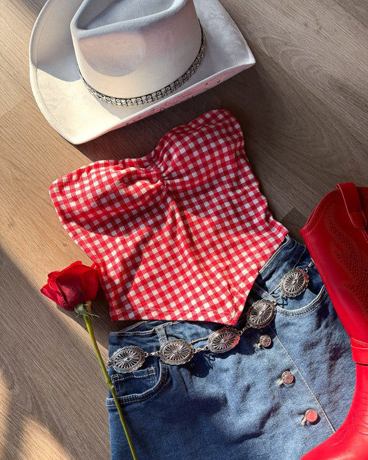 Check You Out Red Multi Ribbed Ruched Bandana Top - Cindy Jane Boutique - Tanks, Camis & Tube Tops