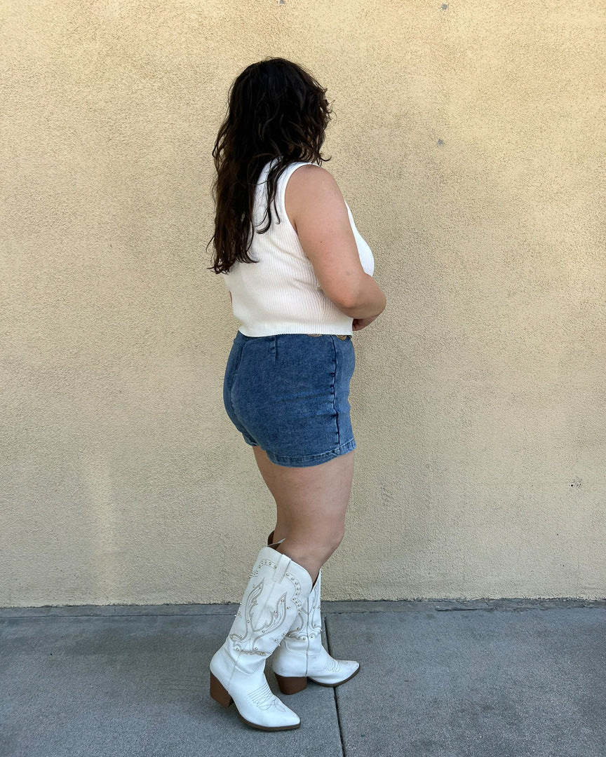 Cream Coquette Ribbed Knit Tie Front Sleeveless Tank Top - Cindy Jane Boutique - Tanks, Camis & Tube Tops