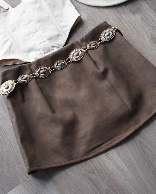 Dakota Brown Faux Leather Micro Mini Skort - Cindy Jane Boutique - Skirts