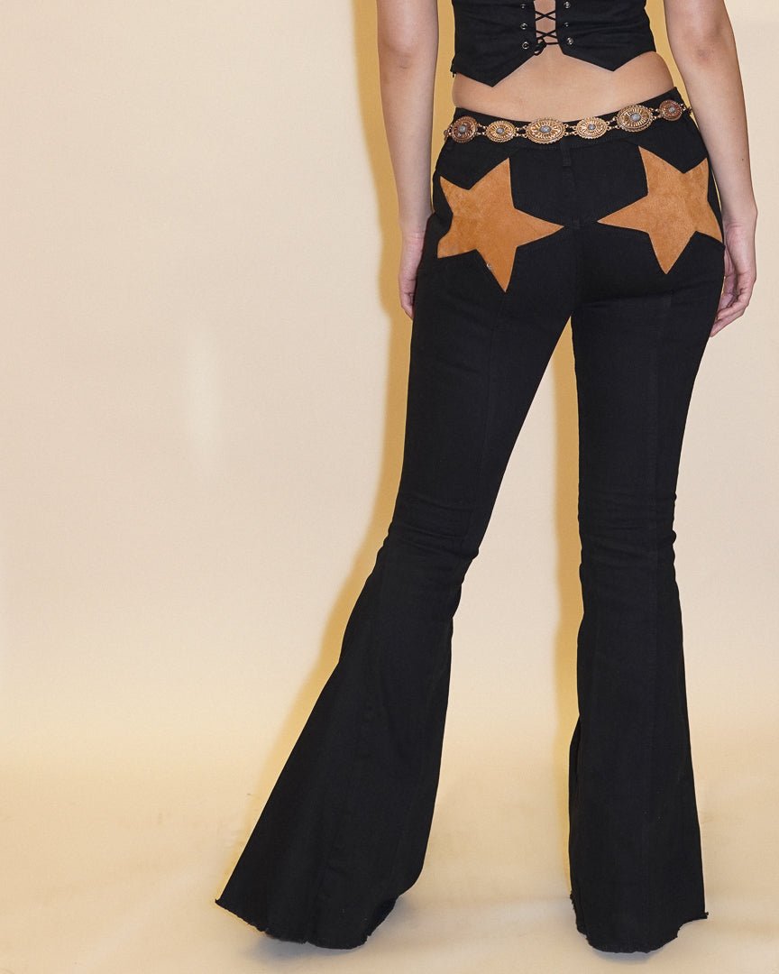 Double Trouble Black Star Pocket Flare Jeans - Cindy Jane Boutique - Jeans