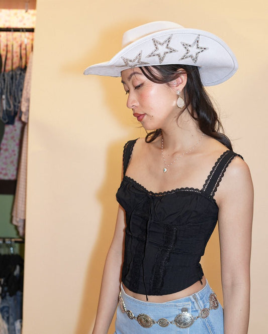Georgia Black Lace Tie Front Sweetheart Corset Top - Cindy Jane Boutique - Tanks, Camis & Tube Tops