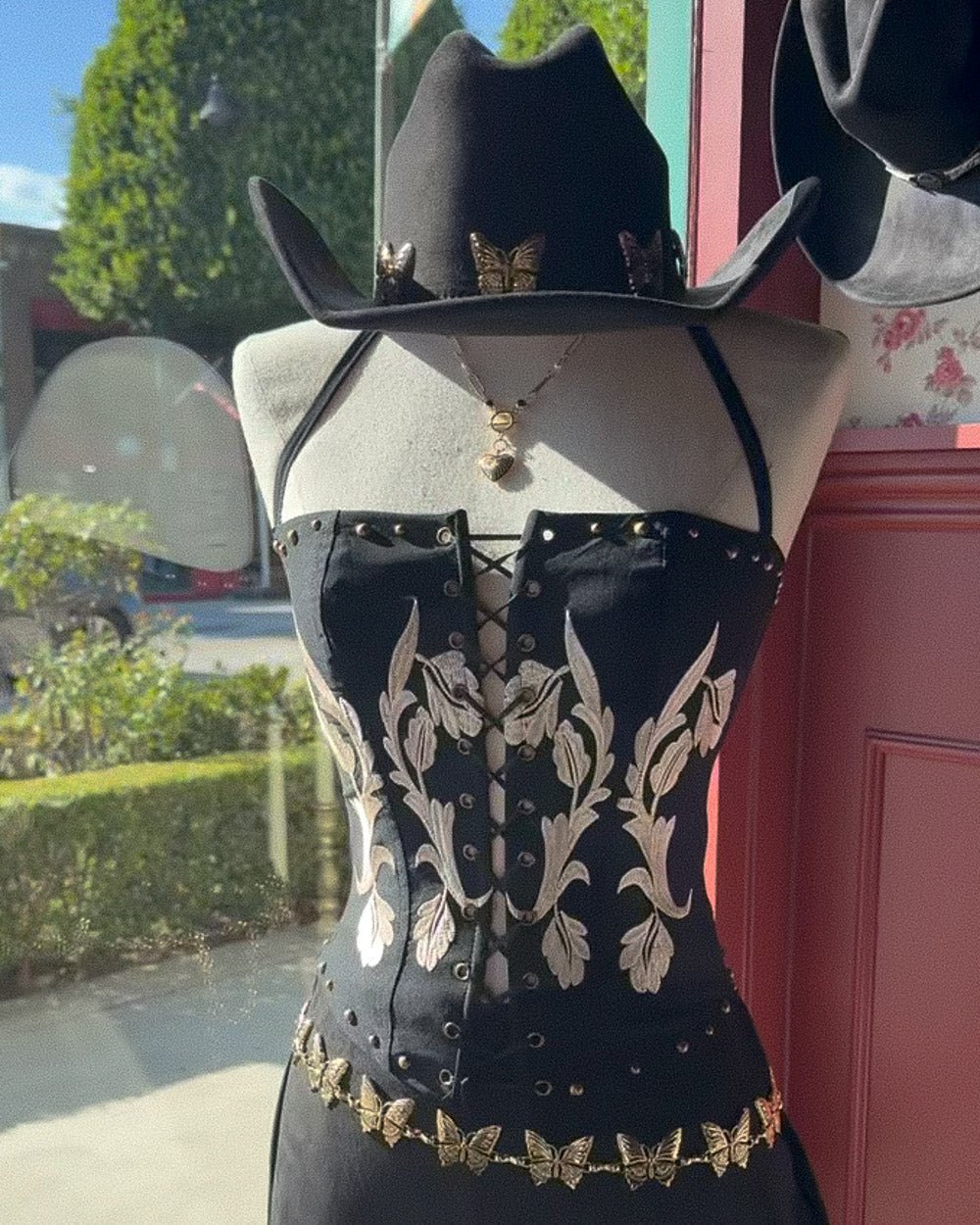Hawthorne Black Floral Embroidered Studded Lace Front Stretch Corset Top - Cindy Jane Boutique - Tanks, Camis & Tube Tops