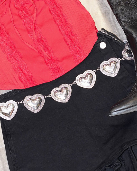 Heart To Heart Silver Wide Heart Chain Belt - Cindy Jane Boutique - Belts