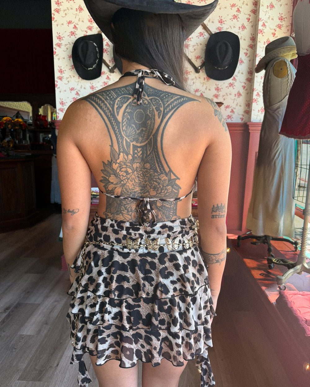 Hellcat Leopard Print Mesh Plunging Halter Mini Dress - Cindy Jane Boutique - Short Dresses