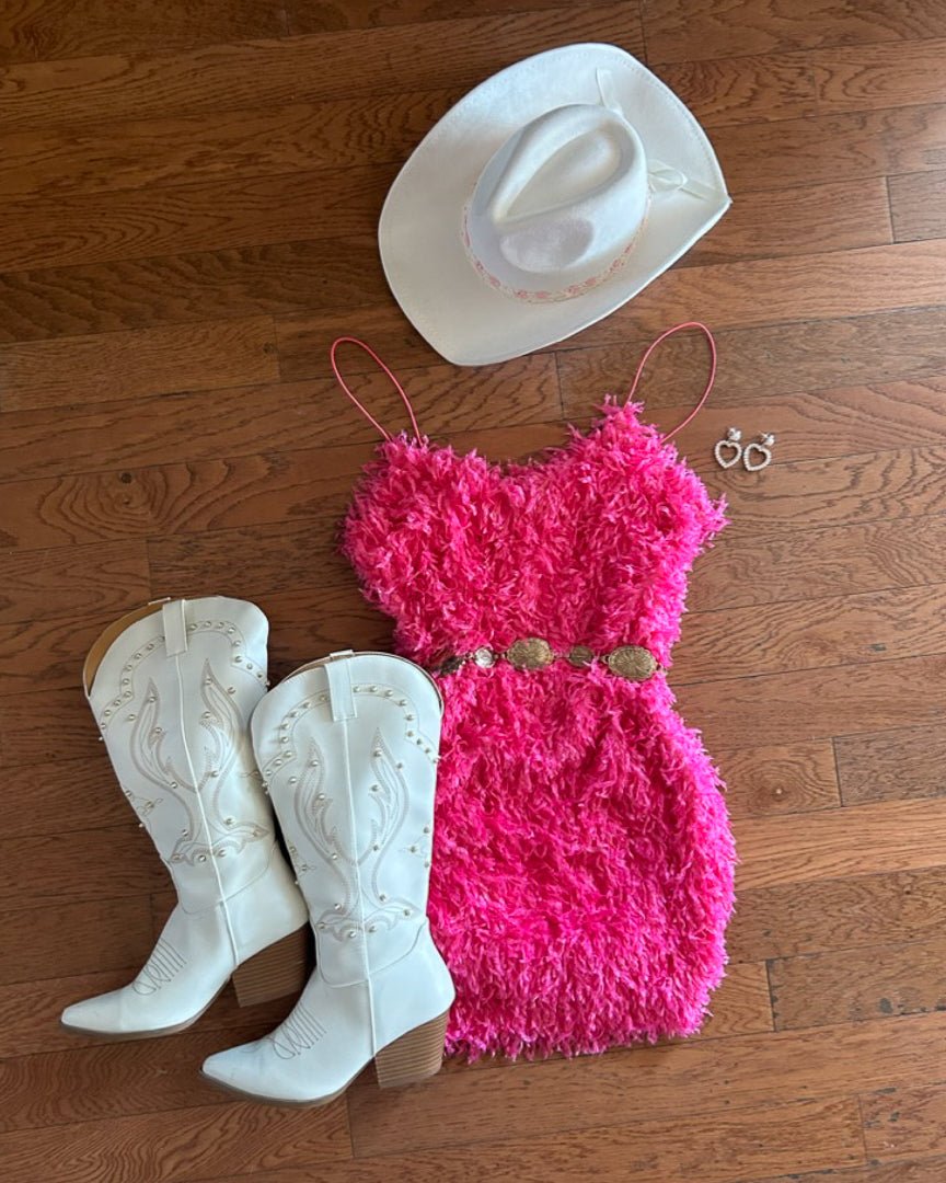 Hot Pink Faux Feather Bodycon Mini Dress M / Hot Pink Hot Pink Faux Feather Bodycon Mini Dress M / Hot Pink