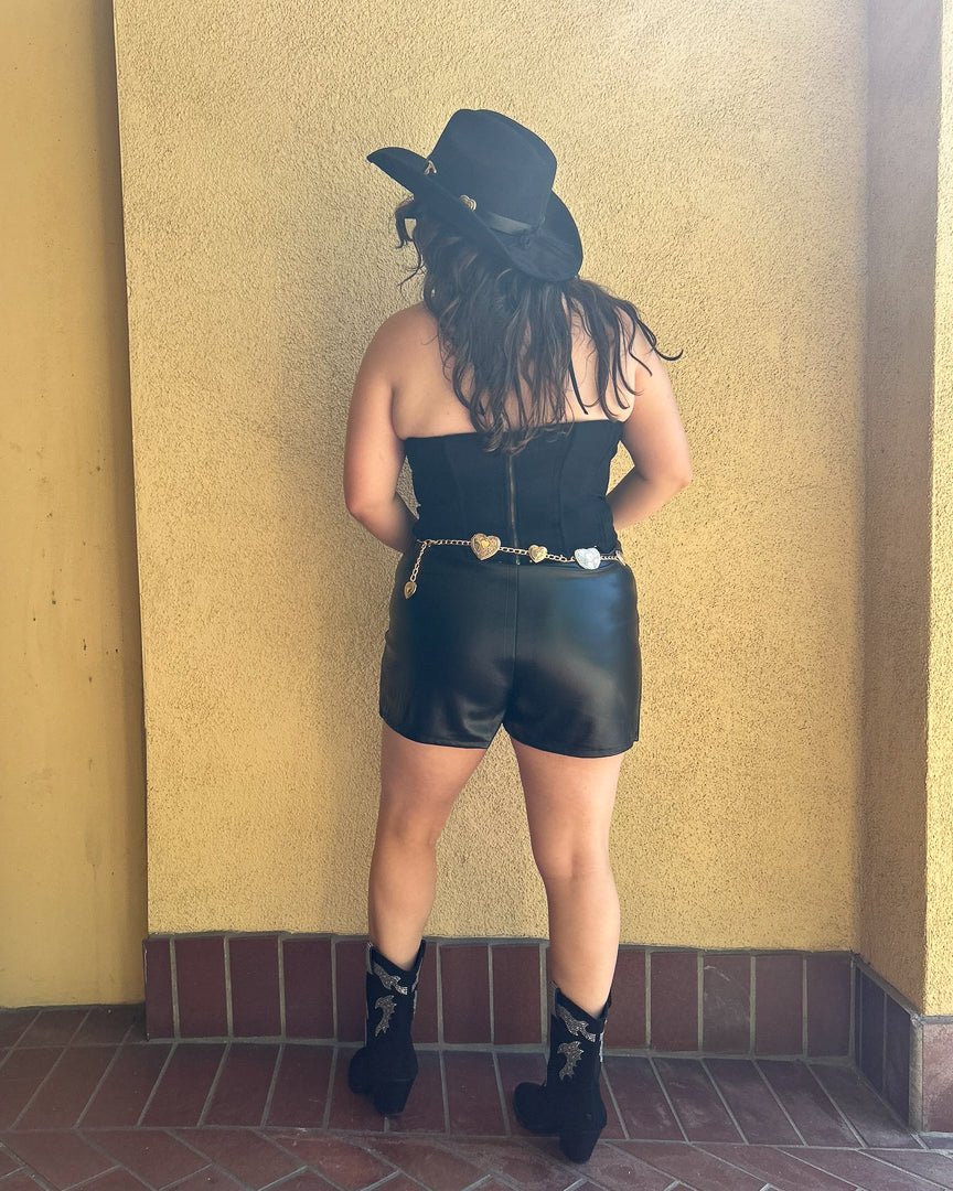 Janie Black Woven Western Embroidered Studded Lace Front Corset Top - Cindy Jane Boutique - Tanks, Camis & Tube Tops