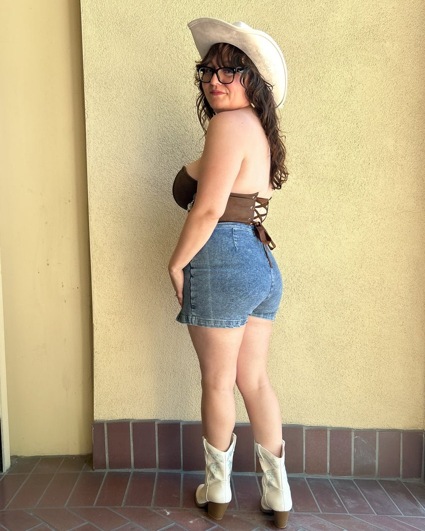 Jolene Brown Faux Leather Concho Chain Corset Top - Cindy Jane Boutique - Tanks, Camis & Tube Tops