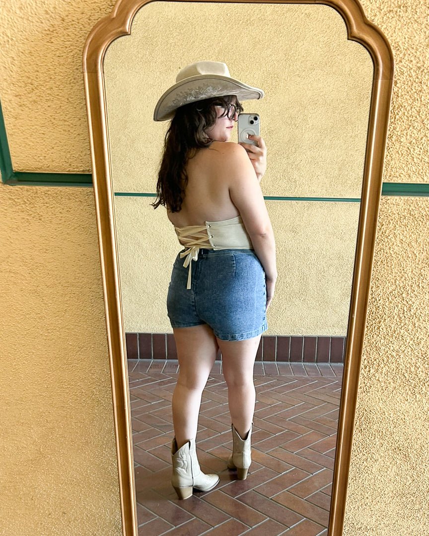 Jolene Cream Faux Leather Concho Chain Corset Top - Cindy Jane Boutique - Tanks, Camis & Tube Tops