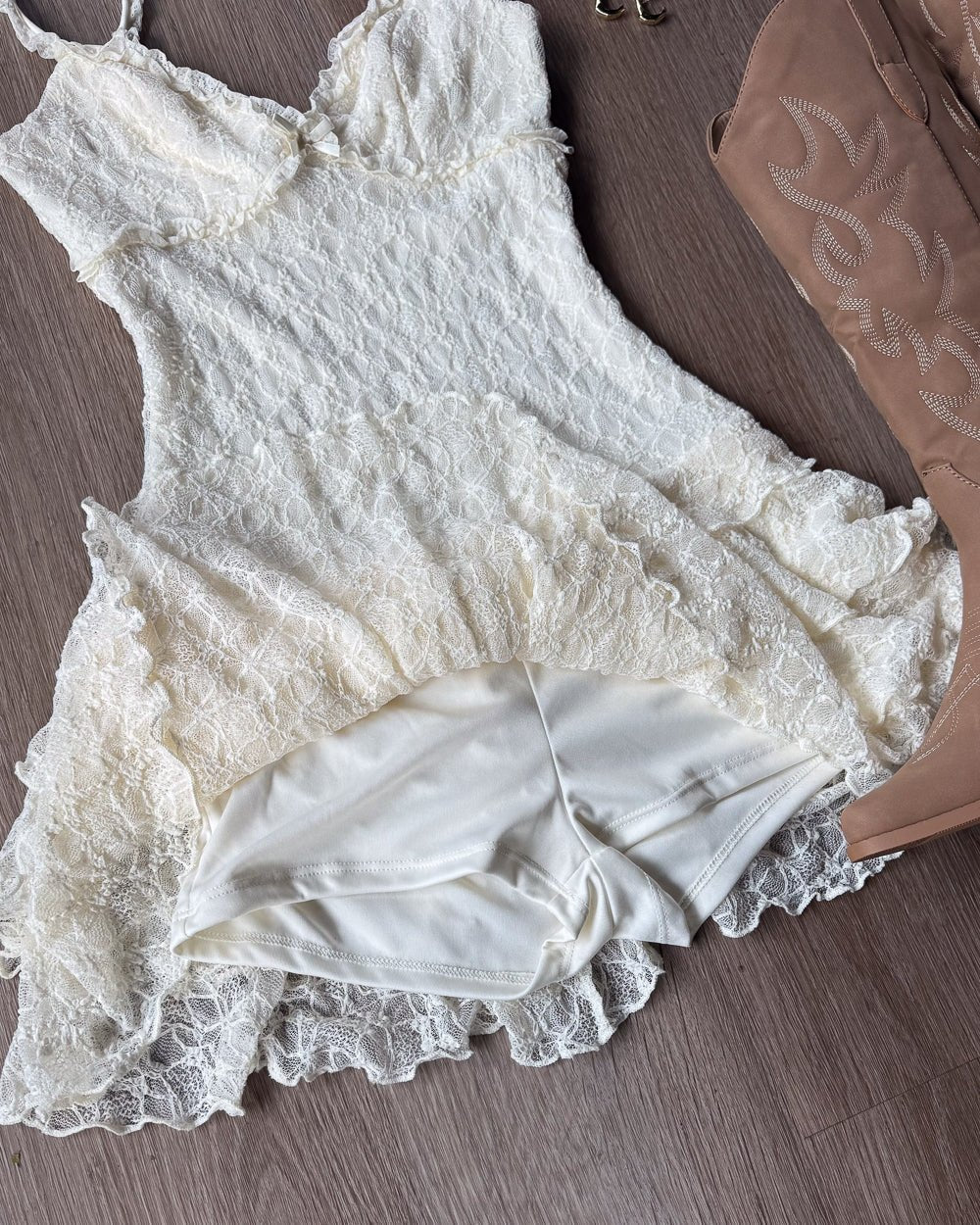 Lover Gal Ivory Sleeveless Lace Trim Tiered Ruffle Mini Dress - Cindy Jane Boutique - Short Dresses