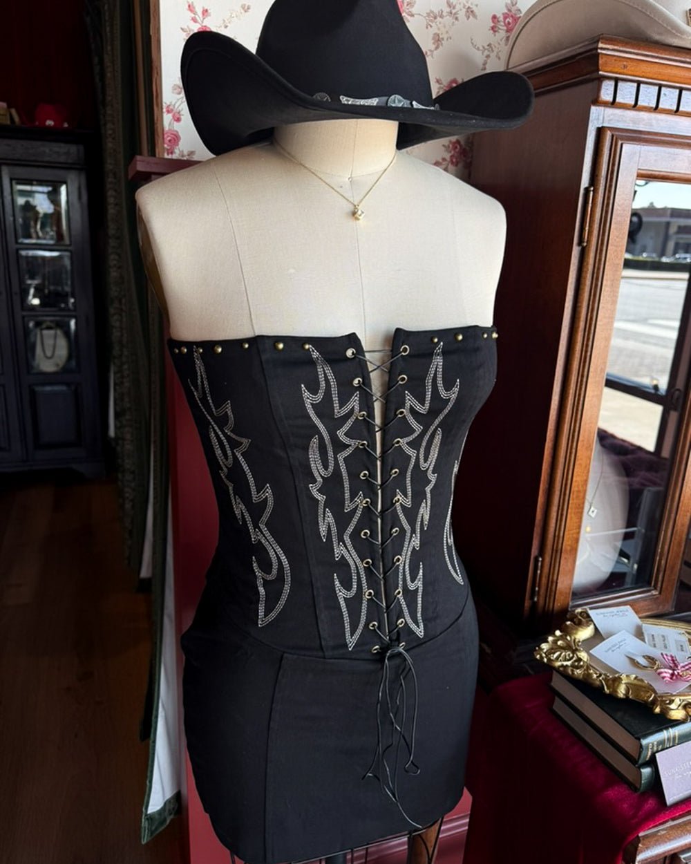Midnight Ride Black Strapless Western Corset Mini Dress S / Black