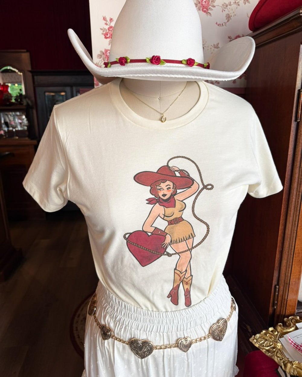 Mischief Made Ivory Heart Bandit Fitted Short Sleeve Tee - Cindy Jane Boutique - Tees
