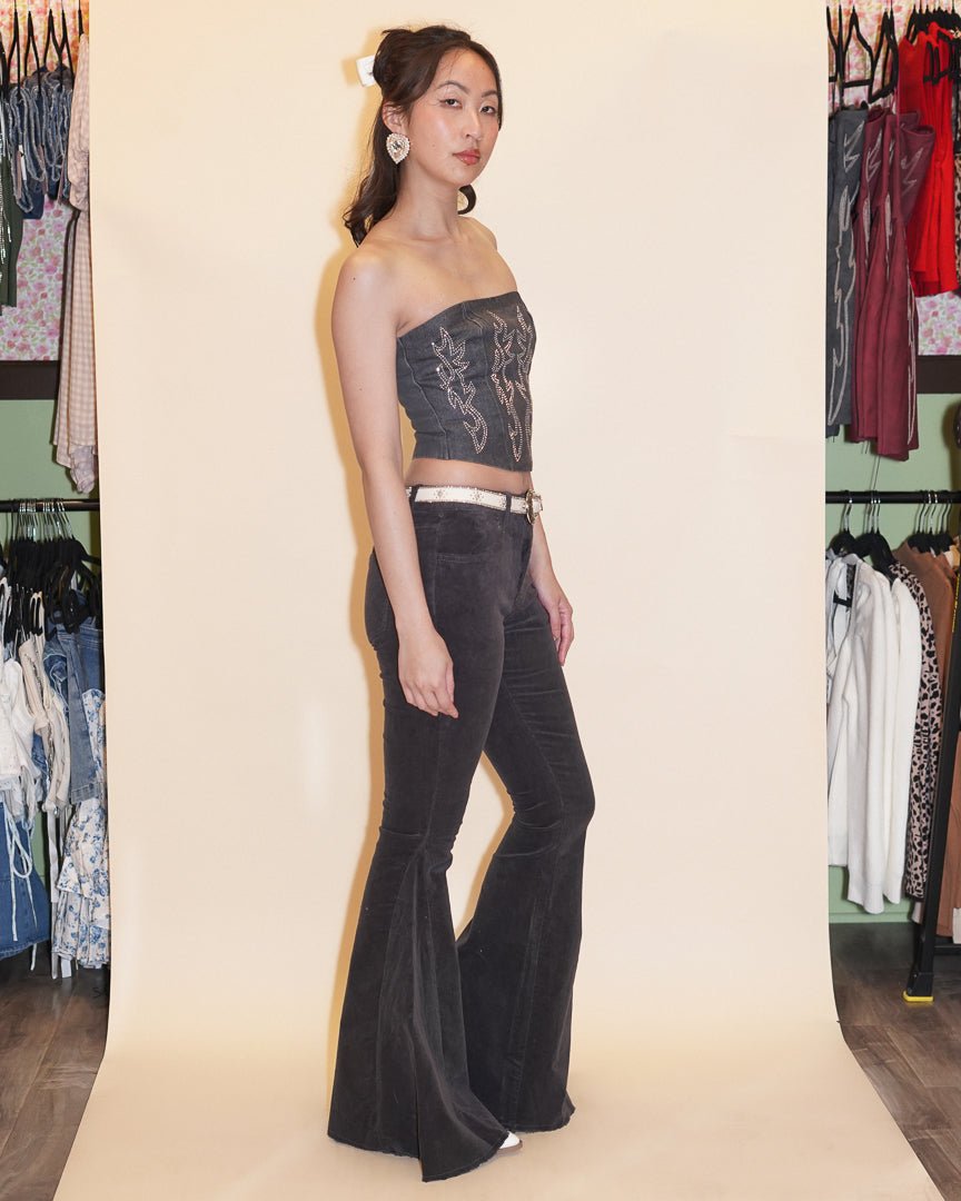 Moonstruck Charcoal Grey Corduroy Flare Pants - Cindy Jane Boutique - Pants