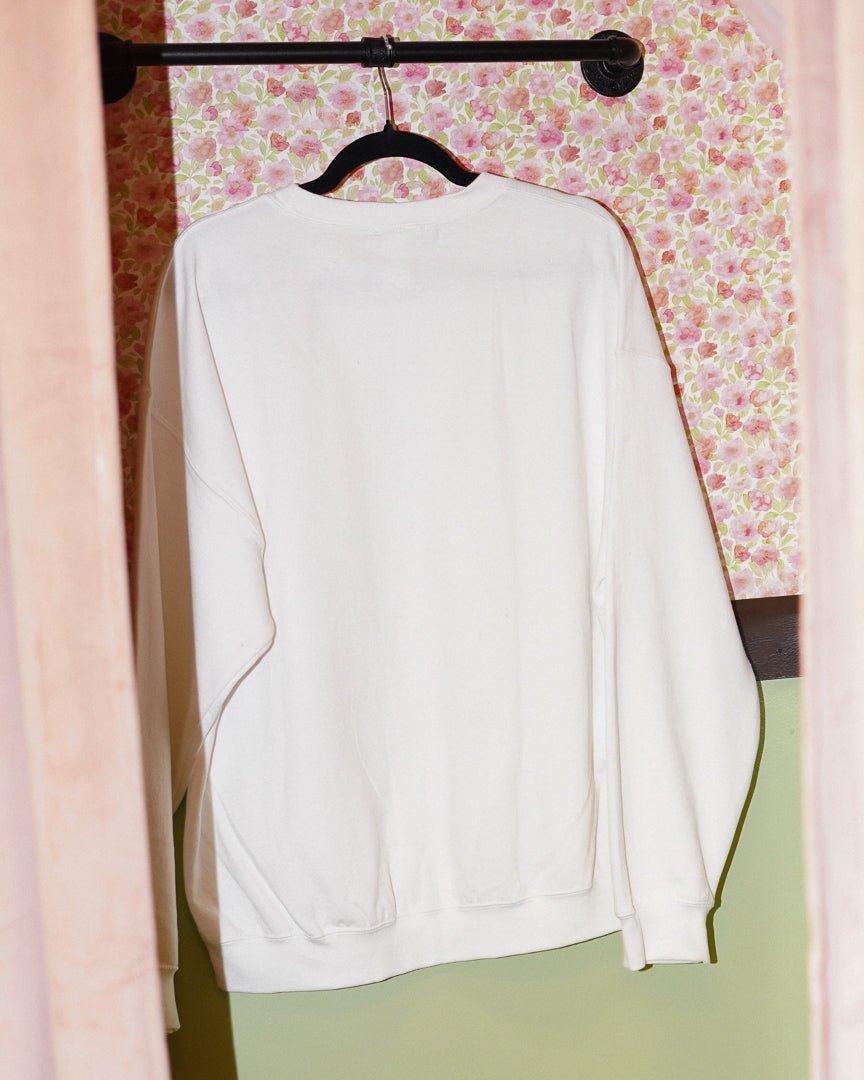 Perfect Match White Crew Neck Graphic Oversized Sweater - Cindy Jane Boutique - Sweaters & Cardigans