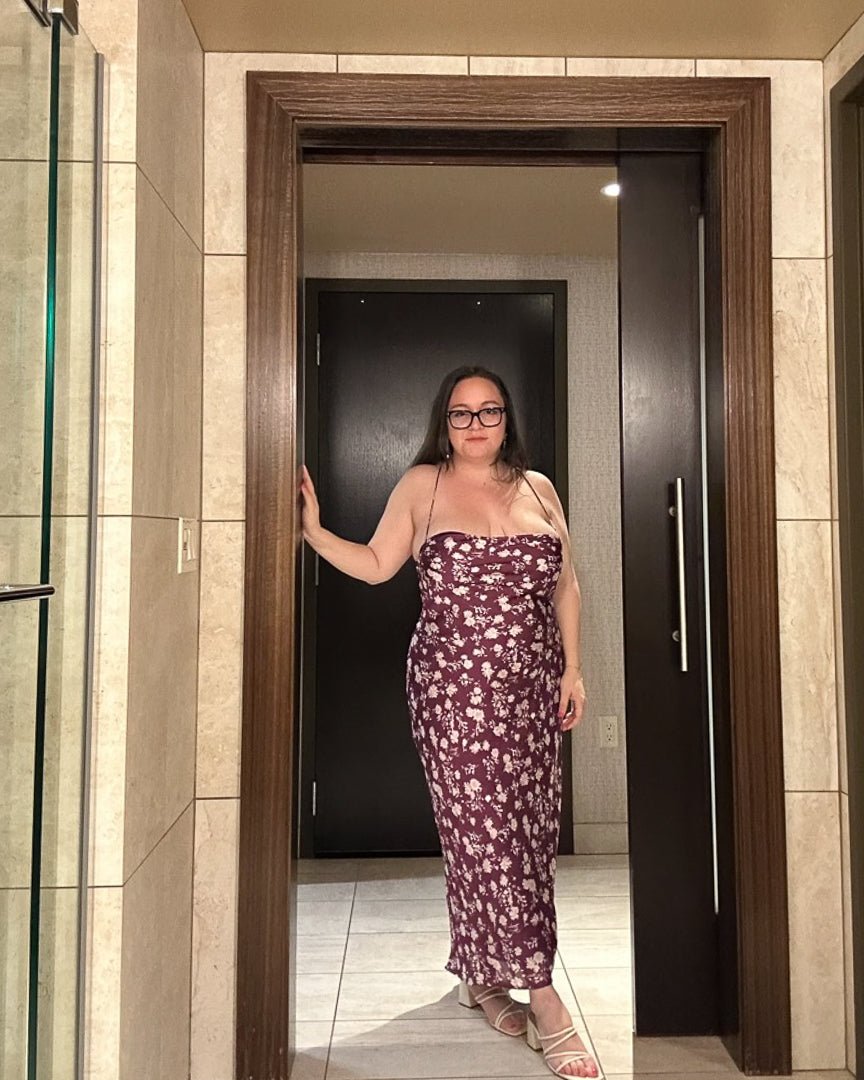 Purple Multi Floral Cowl Neck Satin Maxi Dress - Cindy Jane Boutique - Maxi Dresses