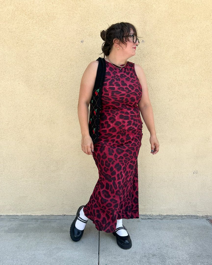 Red Leopard Print Satin Slip Maxi Dress - Cindy Jane Boutique - Maxi Dresses