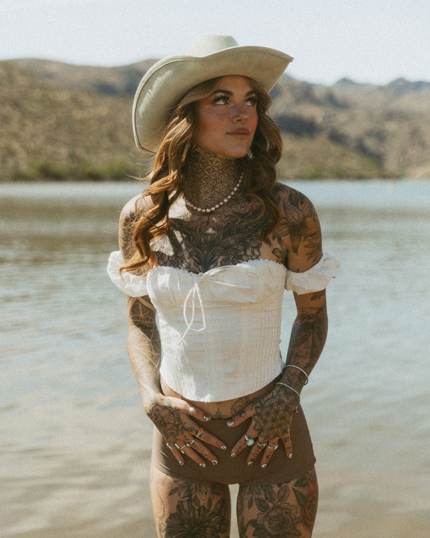 Sierra Off Shoulder White Lace Corset Top - Cindy Jane Boutique - Tanks, Camis & Tube Tops