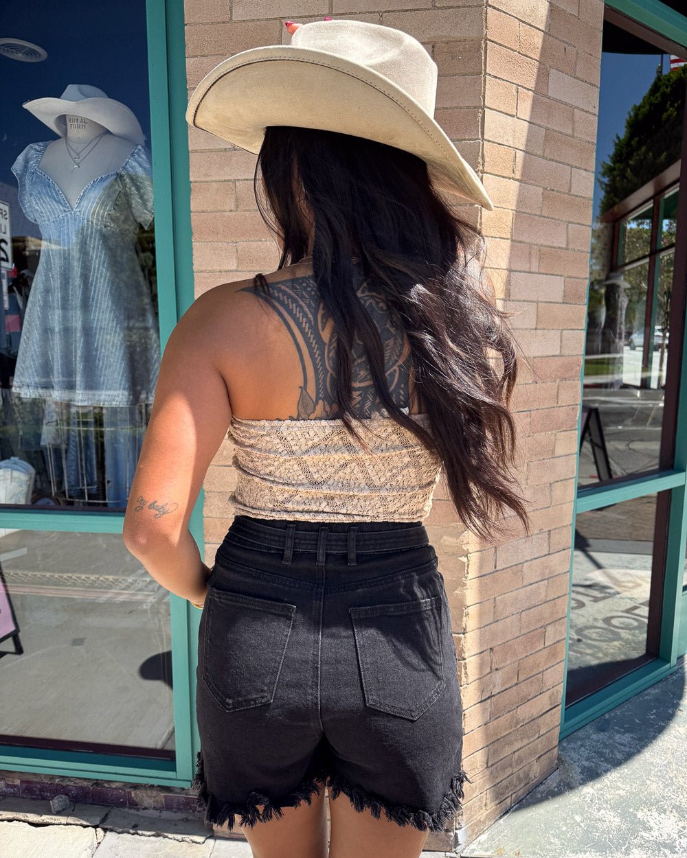 Vespera Black Western Embroidered Denim Buckle Shorts - Cindy Jane Boutique - Shorts