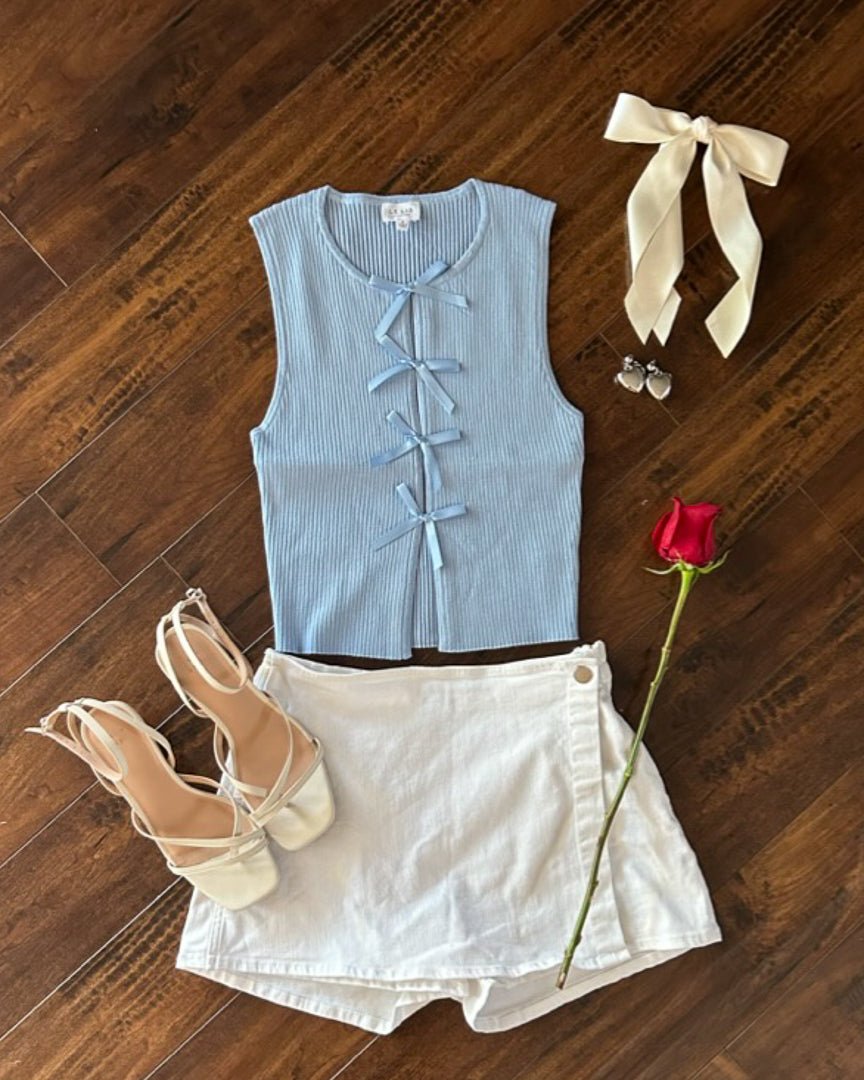 White Denim Skort - Cindy Jane Boutique - Skirts