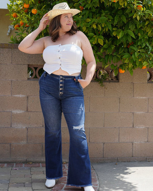 White Strapless Jean Top - Cindy Jane Boutique - Tanks, Camis & Tube Tops