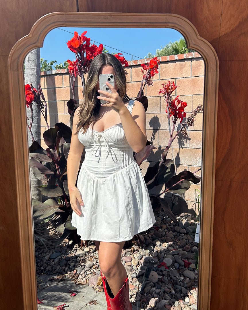 White Stretch Poplin Corset Skater Mini Dress S / White White Stretch Poplin Corset Skater Mini Dress S / White