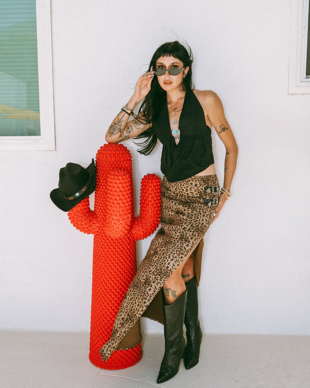 Wild Card Leopard Western Double Buckle Faux Suede Slit Maxi Skirt - Cindy Jane Boutique - Skirts
