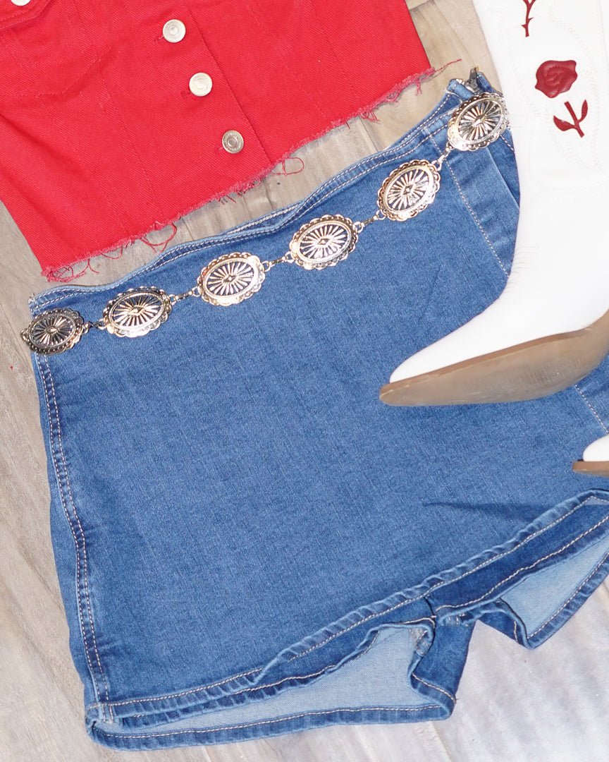 Zora Medium Wash Blue Jean Skort - Cindy Jane Boutique - Skirts