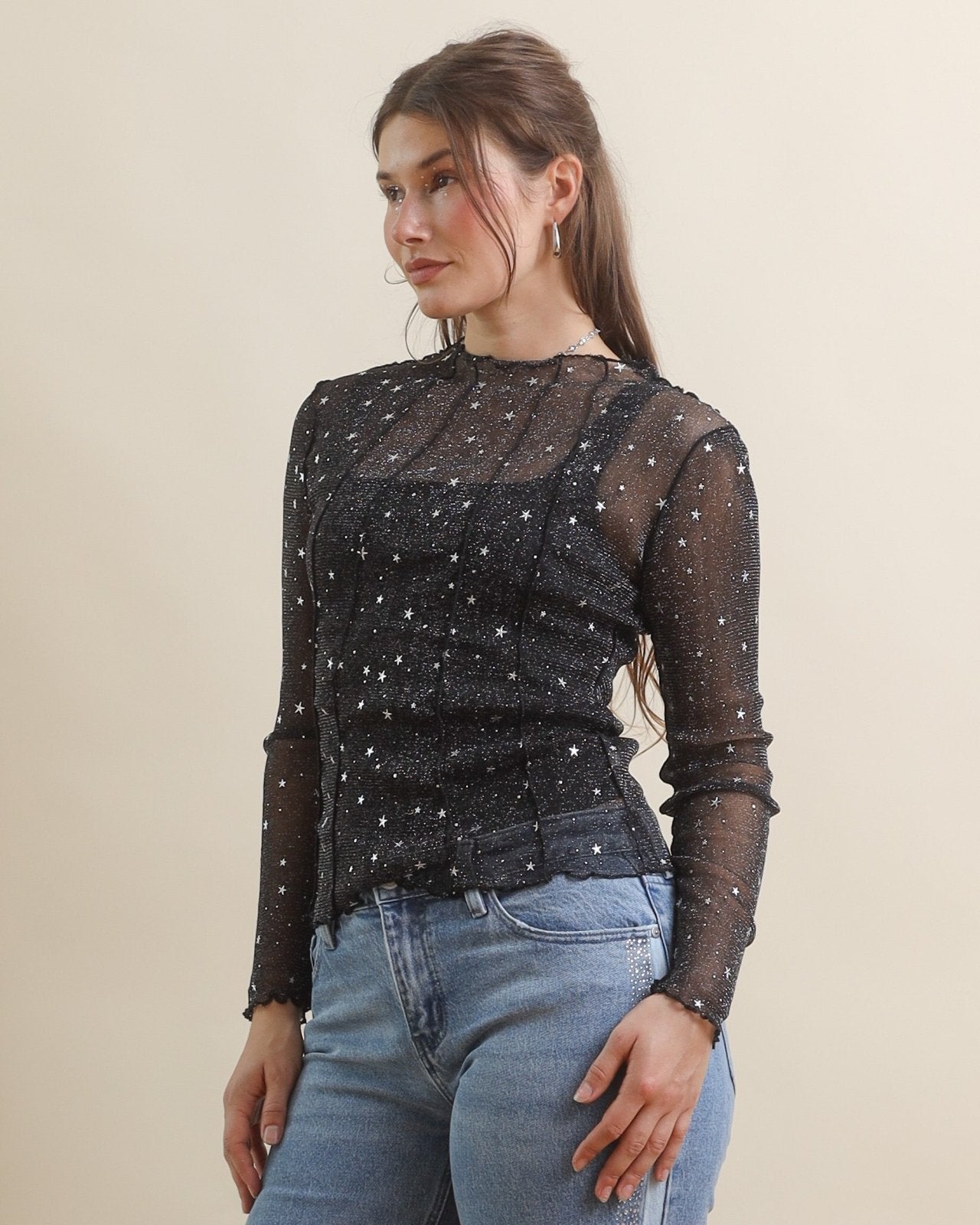 Black mesh top with stars online