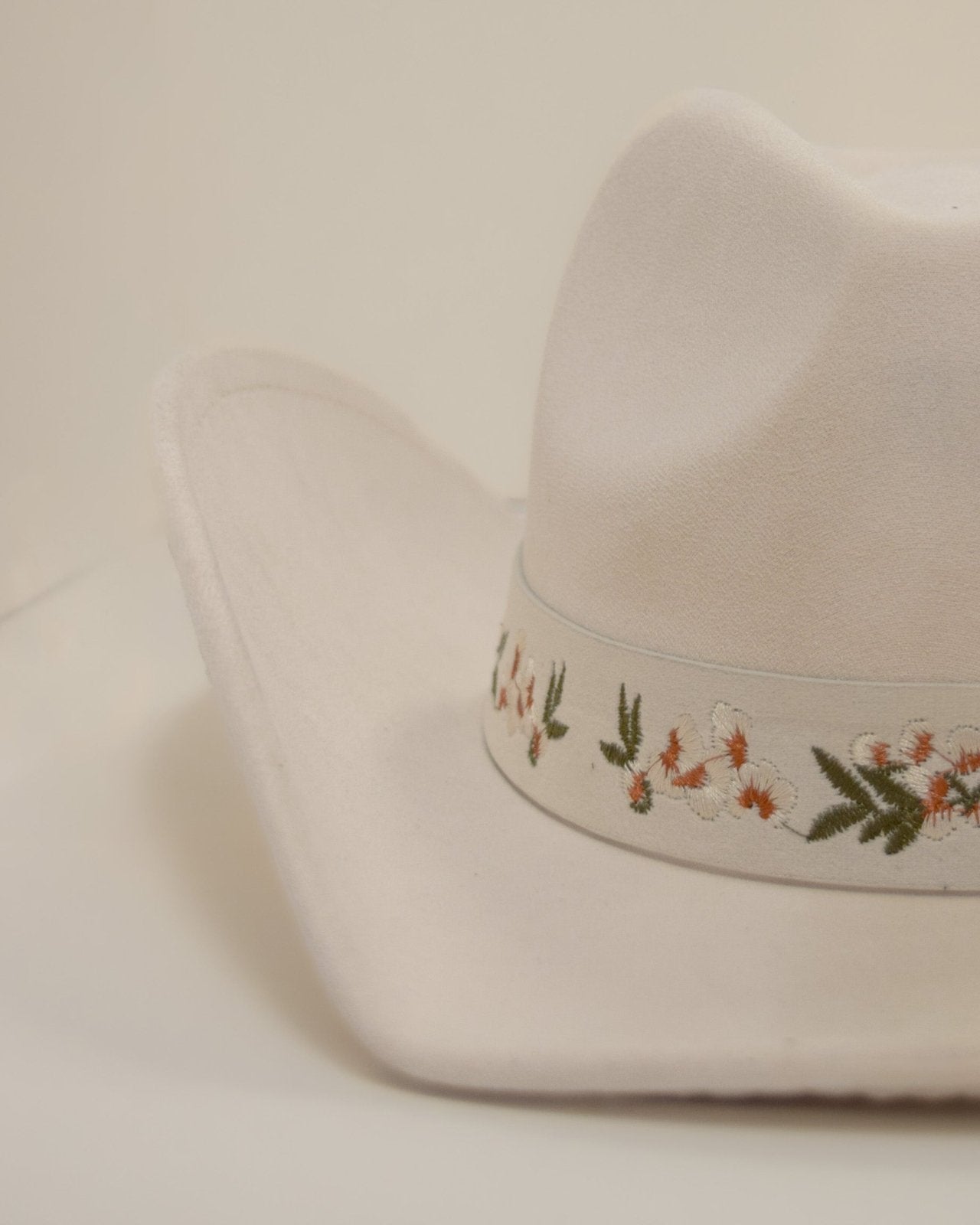 Cream Floral Embroidered Strap Cowboy Hat - Cindy Jane Boutique - Hats