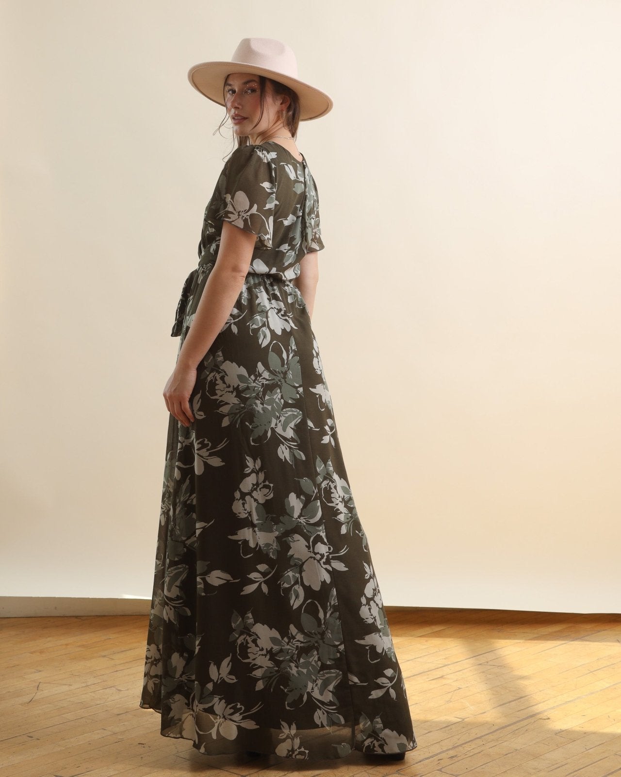 Olive Green Multi Floral Short Sleeve Chiffon Surplice Maxi Dress Cindy Jane Boutique Olive Green Multi Floral Short Sleeve Chiffon Surplice Maxi Dress Cindy Jane Boutique