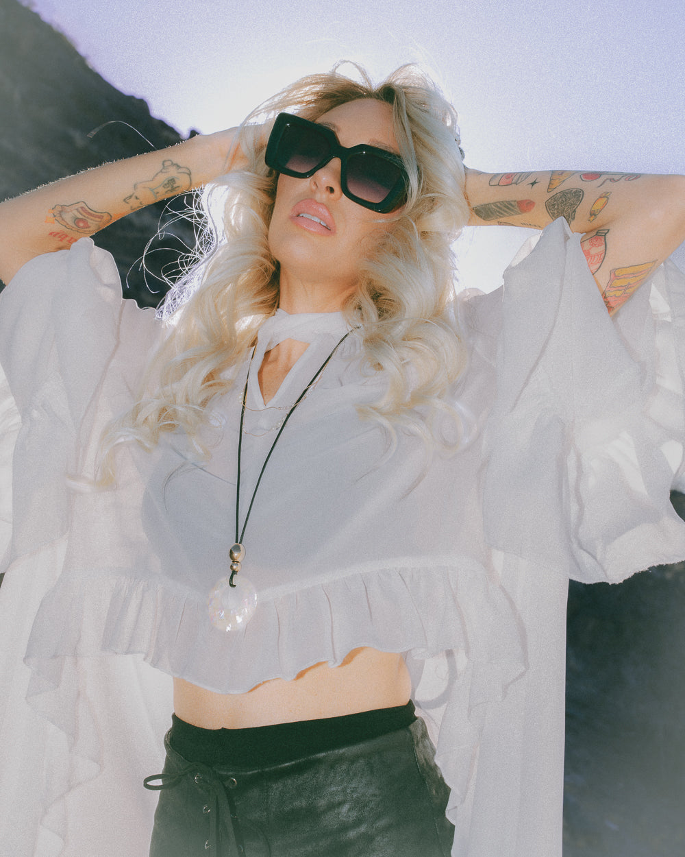 Wayward Heart White Sheer Chiffon Long Sleeve Ruffle Blouse