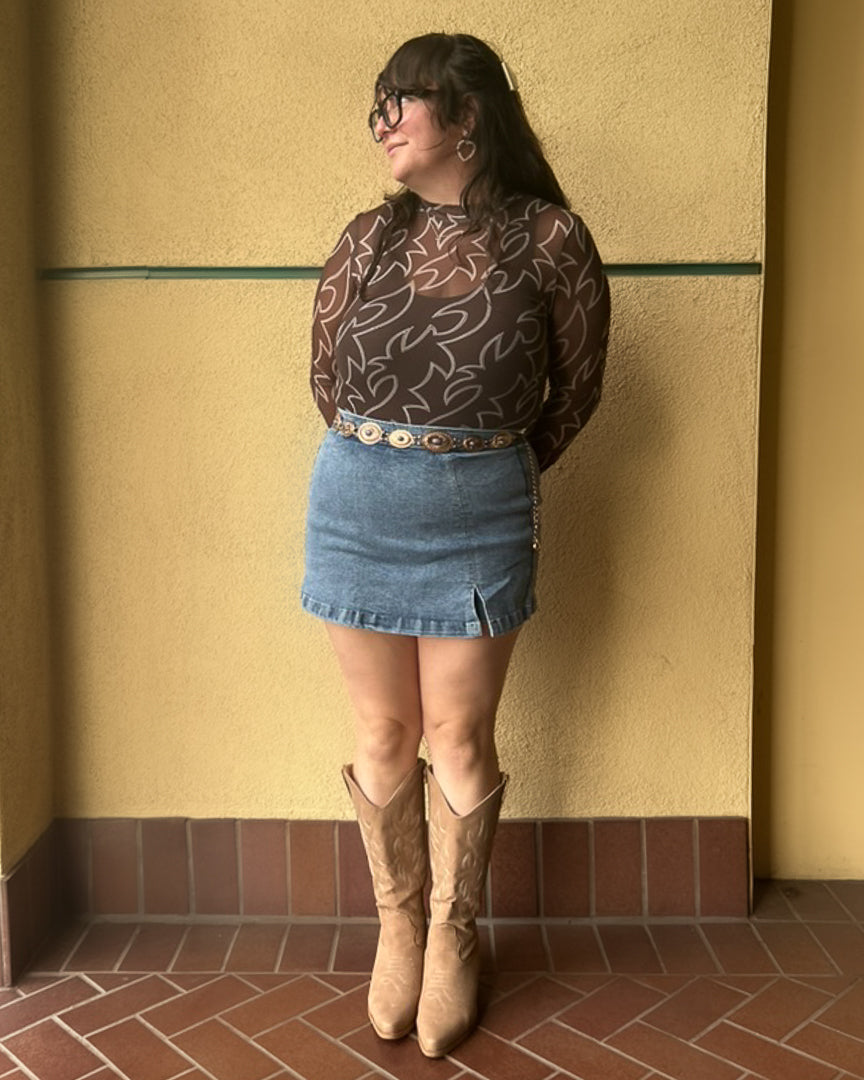 Golden Oval Western Stone Concho Chain Belt