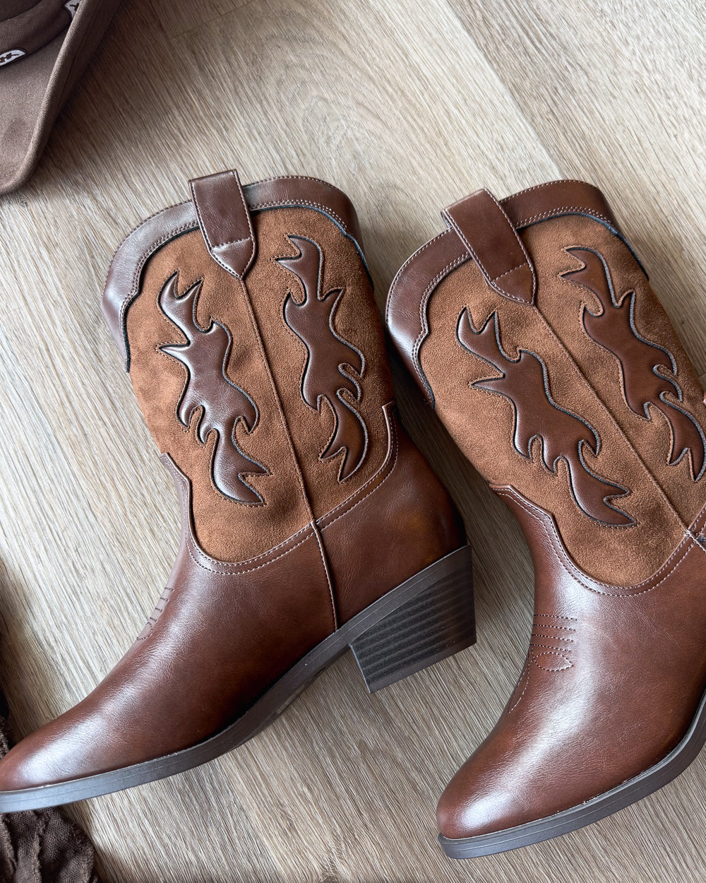Wildfire Brown Faux Suede Western Boots