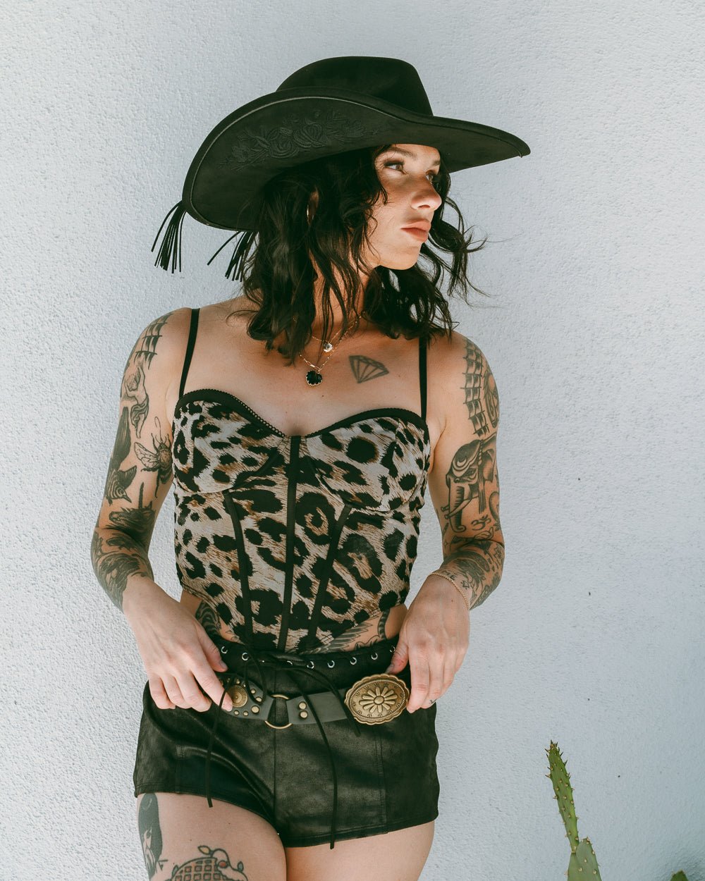 Ain't She Wild Brown Multi Leopard Print Mesh Bustier Corset Top - Cindy Jane Boutique - Tanks, Camis & Tube Tops