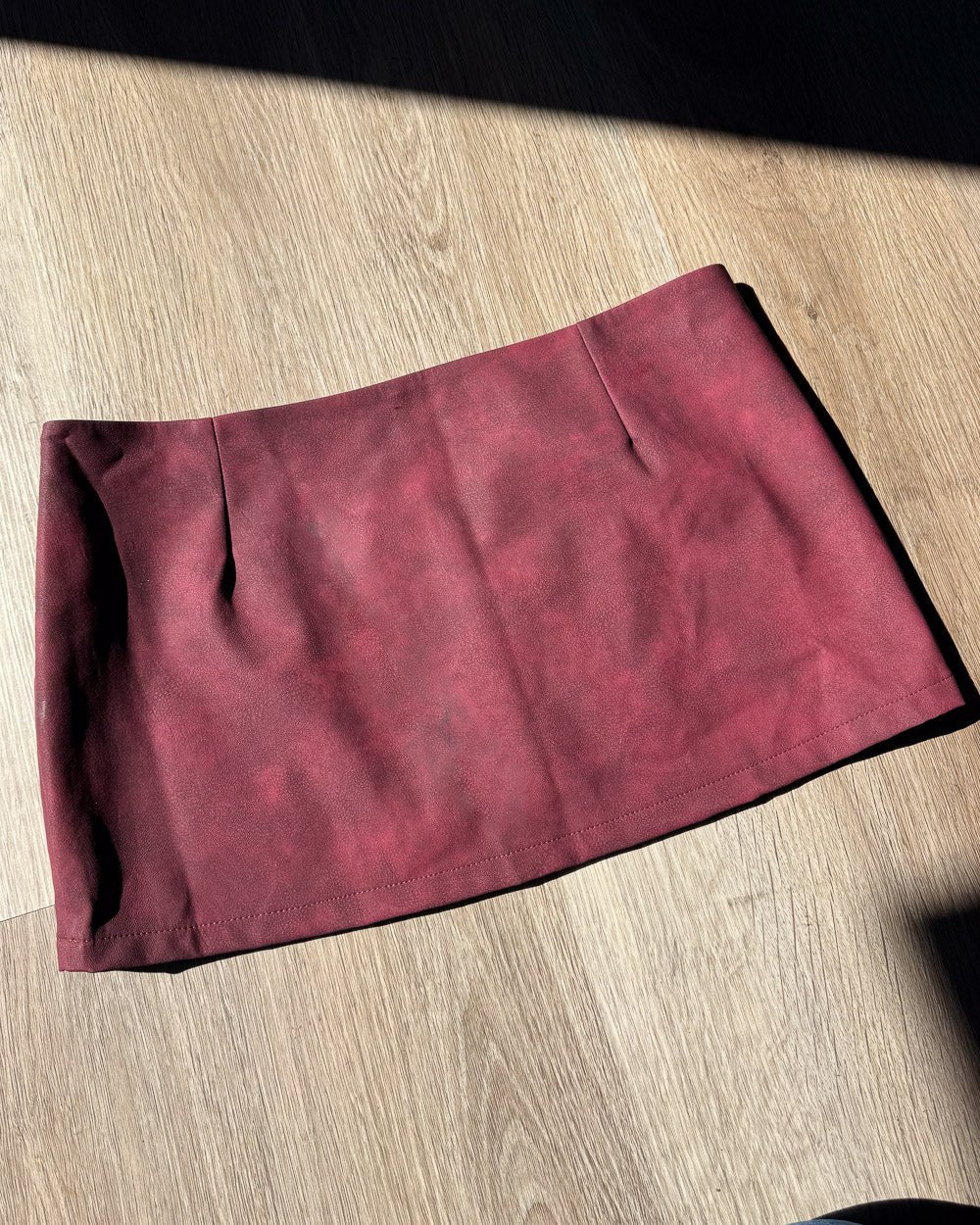 Amara Dark Red Faux Leather Western Embroidered Mini Skirt - Cindy Jane Boutique - Skirts