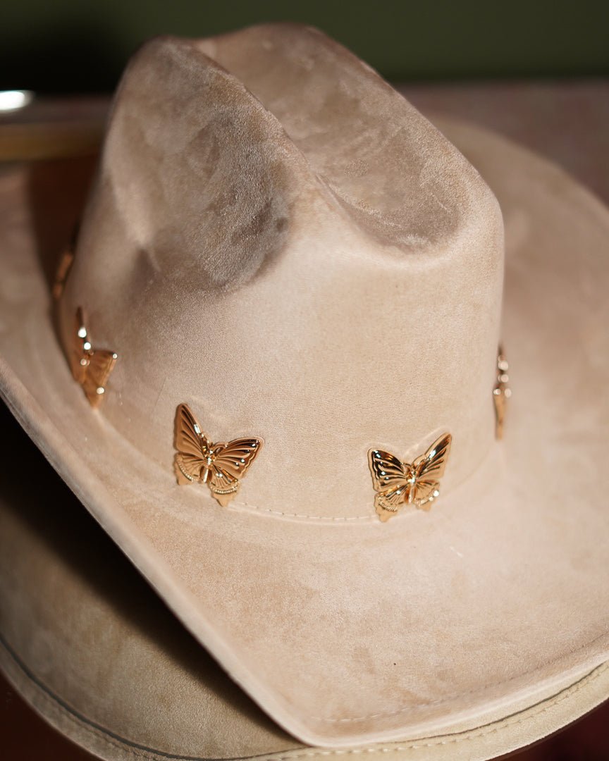 Beige Butterfly Cowgirl Hat - Cindy Jane Boutique - Hats