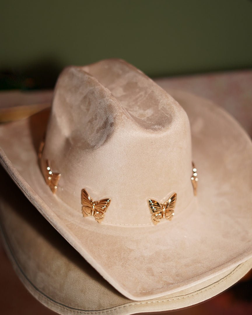 Beige Butterfly Cowgirl Hat - Cindy Jane Boutique - Hats