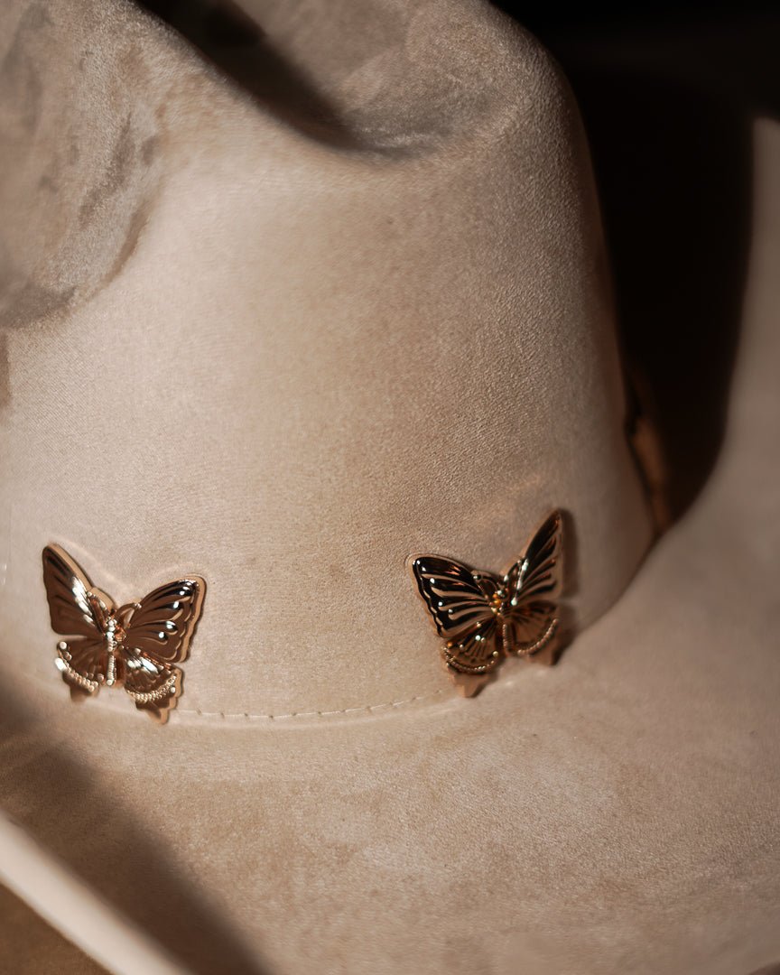 Beige Butterfly Cowgirl Hat - Cindy Jane Boutique - Hats