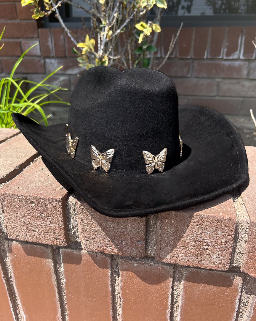 Black Butterfly Cowgirl Hat - Cindy Jane Boutique - Hats