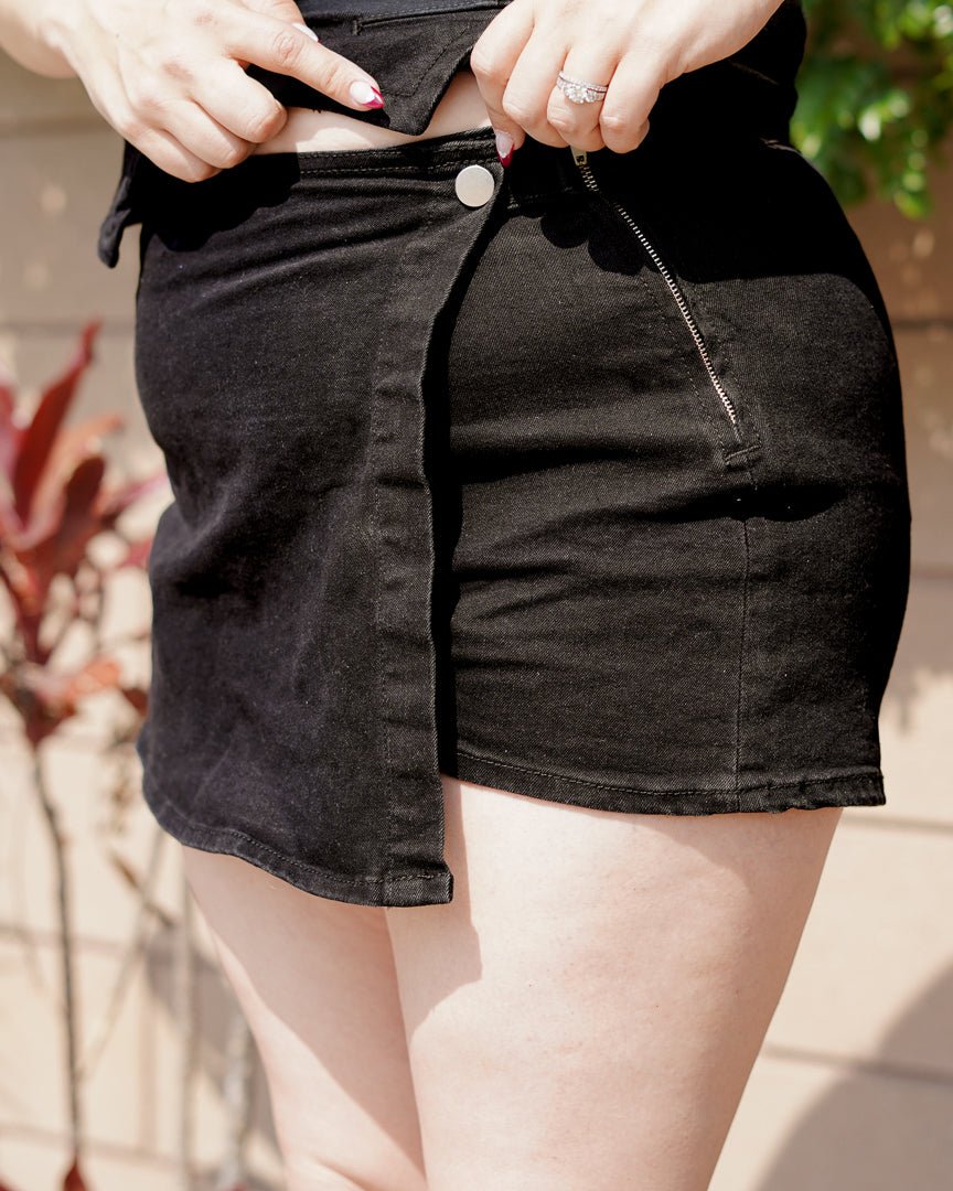 Black Denim Skort - Cindy Jane Boutique - Skirts