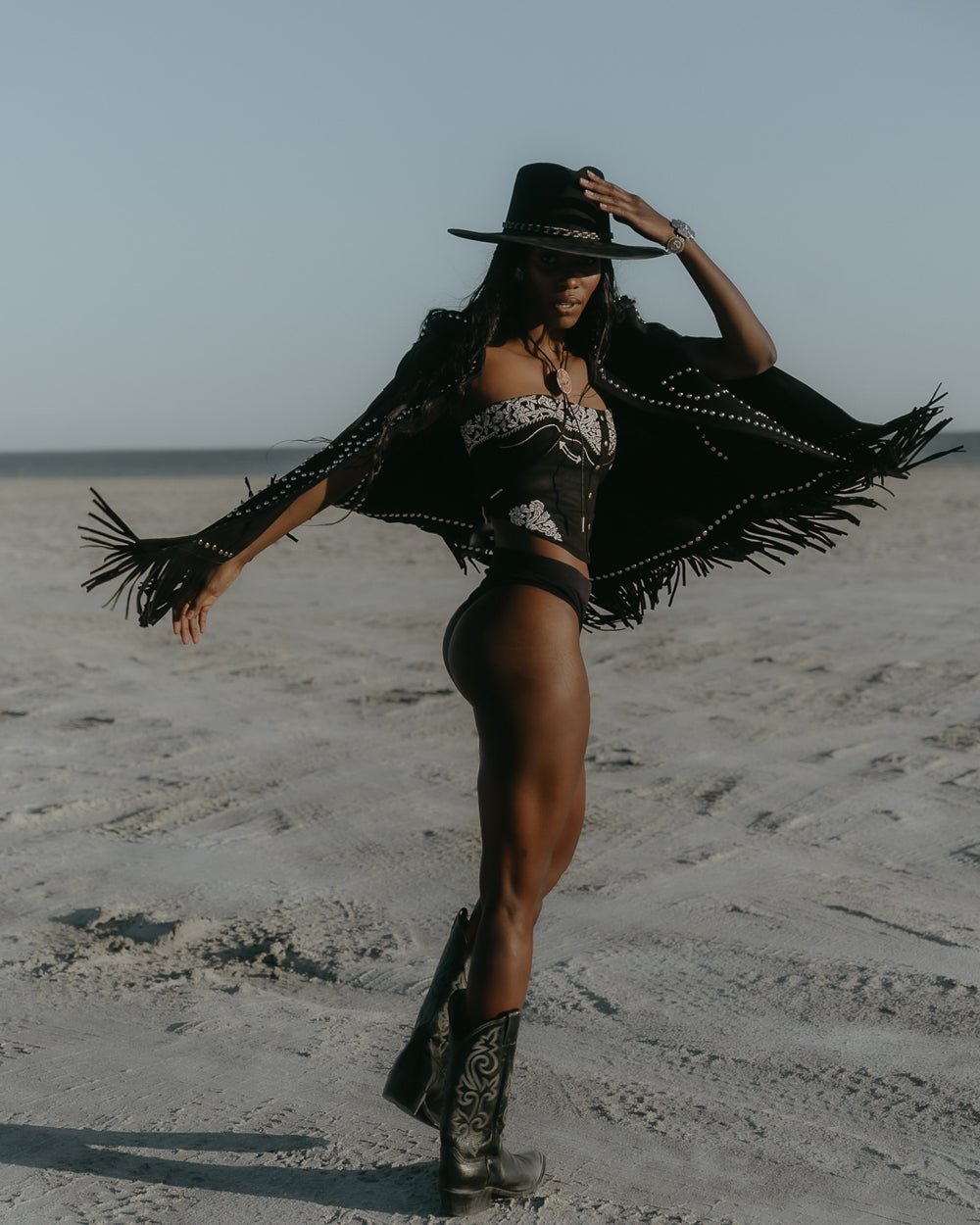 Black Faux Suede Western Embroidered Strapless Corset Top - Cindy Jane Boutique - Tanks, Camis & Tube Tops