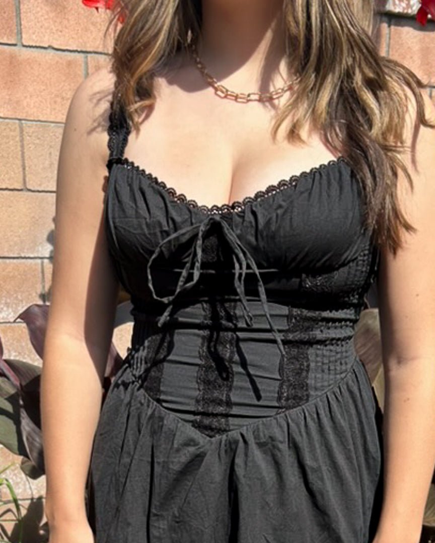 Black Stretch Poplin Corset Skater Mini Dress M / Black Black Stretch Poplin Corset Skater Mini Dress M / Black